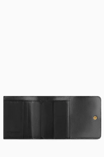 Tri-fold Zip Wallet in Intrecciato Leather