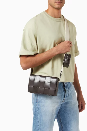 Medium Cassette Crossbody Bag in Intreccio Calf Leather