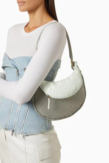 Small Gemelli Shoulder Bag in Intrecciato Leather