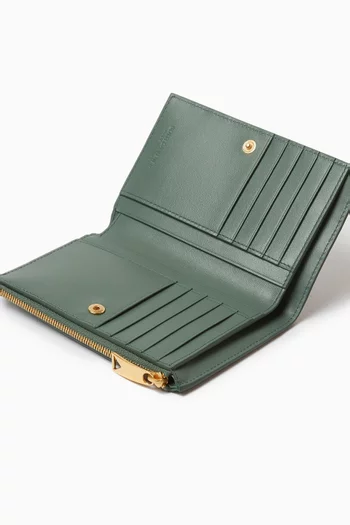 Medium Bi-Fold Zip Wallet in Intrecciato Leather