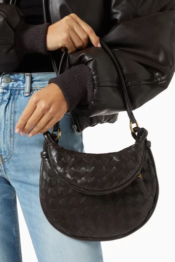 Small Gemelli Shoulder Bag in Intrecciato Leather