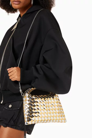 Mini Hop Bag in Metallic Intrecciato Leather