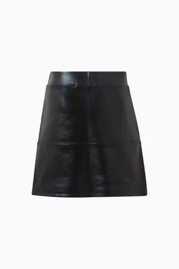 Spacer Wrap Skirt in Coated Faux-leather