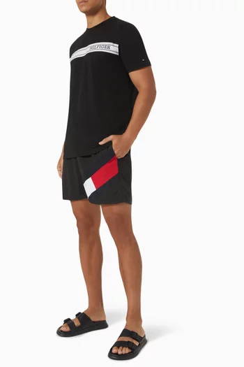 Flag Drawstring Swim Shorts in Recycled Nylon