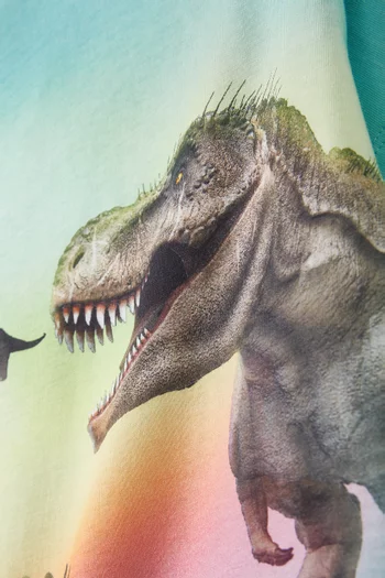 تي شيرت بطبعة ديناصور وأشعة قطن عضوي