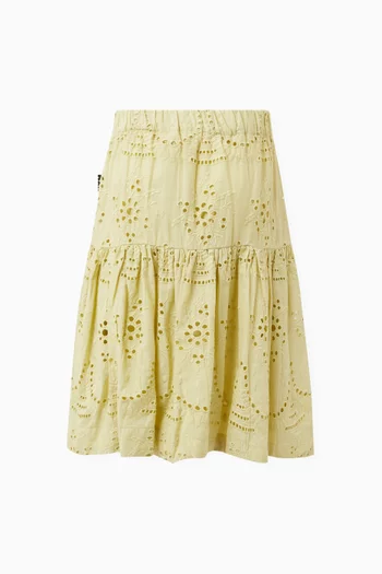 Eyelet-detail Skirt in Cotton
