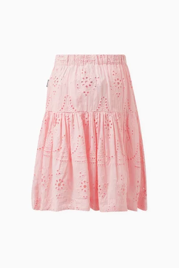 Eyelet-detail Skirt in Cotton