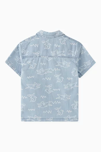 Shark-print Shirt in Denim
