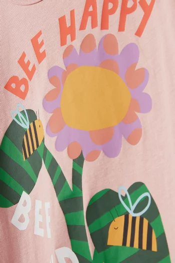 Bee Happy Graphic Print T-Shirt in Cotton