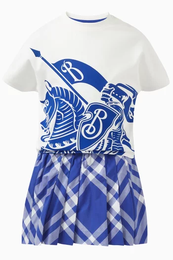 Camila Check Pleated Skirt in Cotton