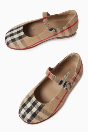 Check Mary Jane Flats in Cotton