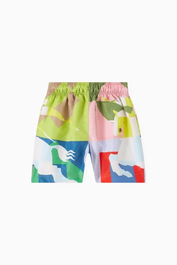 EKD Geometric-print Swim Shorts