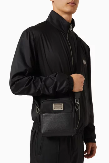 Small Logo-plaque Crossbody Bag in Leather