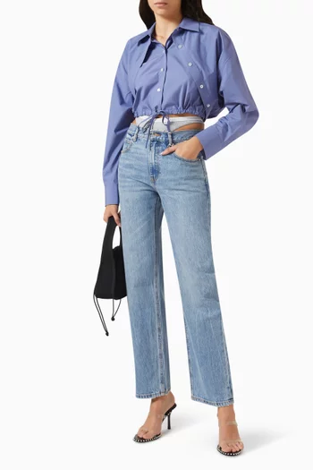 Double Layered Cropped Shirt in Cotton