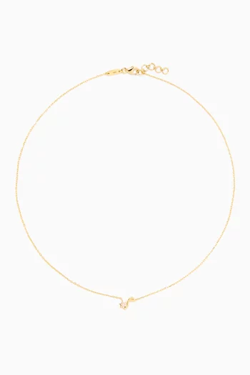 'M' Letter Flower Charm Necklace in 18kt Yellow Gold