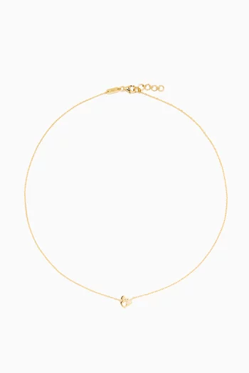 'Ein' Letter Flower Charm Necklace in 18kt Yellow Gold