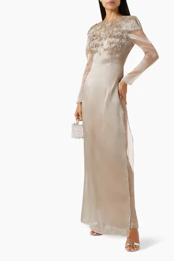 Embellished Maxi Dress in Organza