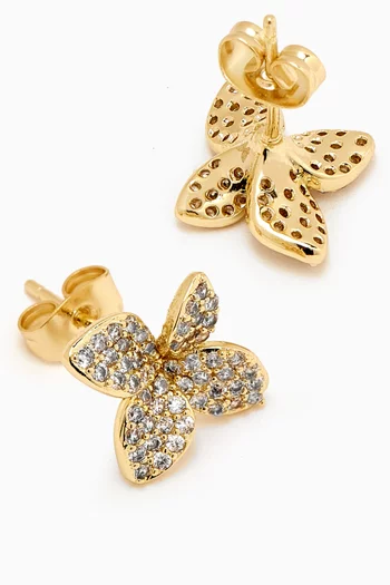 Pavé Fancy Flower Stud Earrings in 14kt Gold-platedBrass