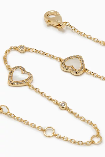 Heart Pavé Mother-of-Pearl Bracelet in 14kt Gold-plated Sterling Silver