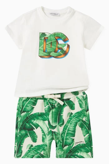Leaf-print Shorts in Cotton
