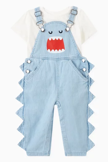 Baby Shark Logo Dungarees in Cotton