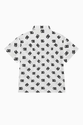 All-over Logo-print Oversized Shirt in Cotton-poplin