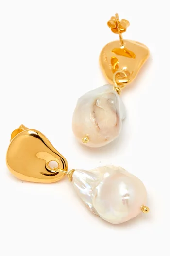 June Pearl Earrings in 18kt Gold-plated Silver