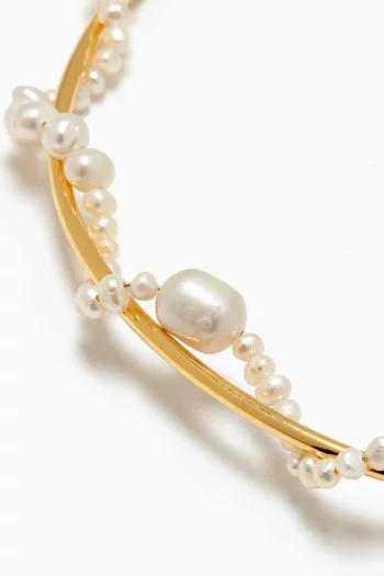 Swirl Pearl Collar Necklace in 18kt Gold-plated Silver