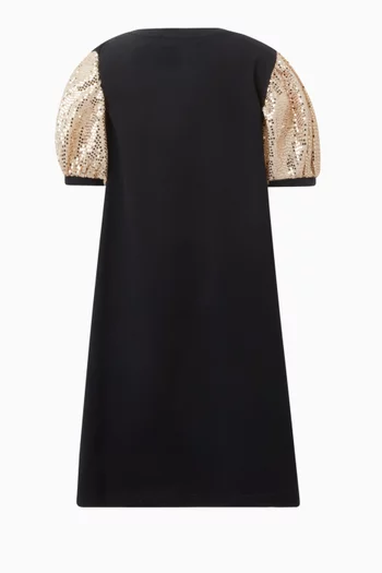 Sequin-embellished Logo Dress in Cotton-jersey