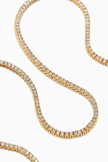 Four Prong Tennis Necklace in 14kt Gold-plates Brass