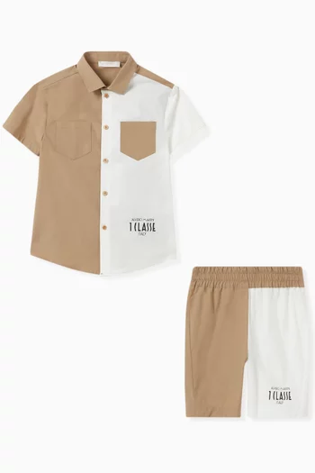 Stripe T-Shirt & Shorts Set in Cotton