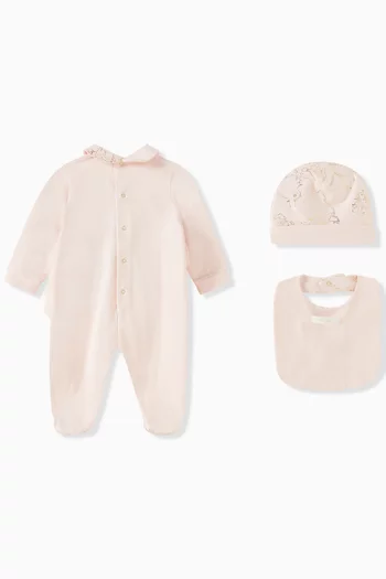 Ruffled-trim Sleepsuit Gift Set in Cotton Jersey