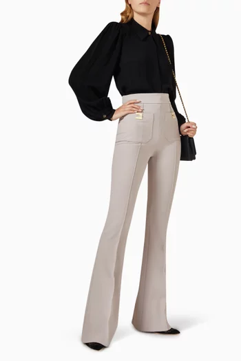 Flared Trousers in Stretch Crepe