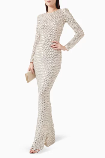 Herringbone Sequin-embellished Dress