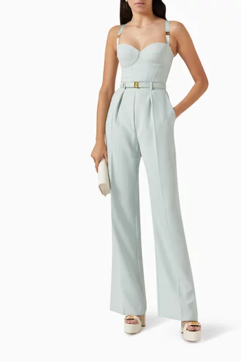 Bustier Belted Jumpsuit in Crepe