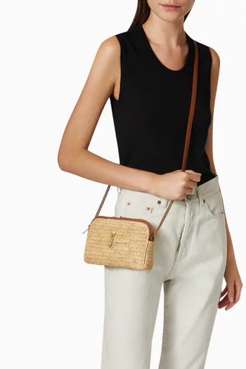 Gaby Pouch in Raffia and Leather