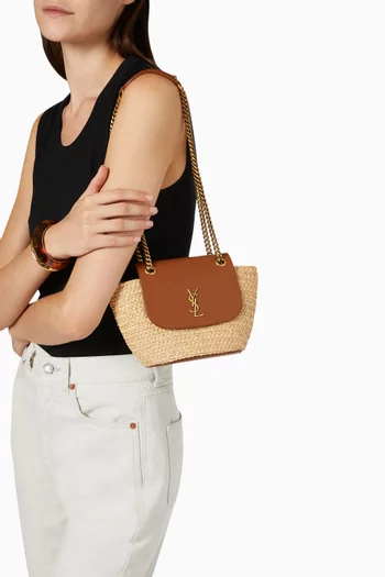 Mini Manon in Raffia & Aged Vegetable-Tanned Leather