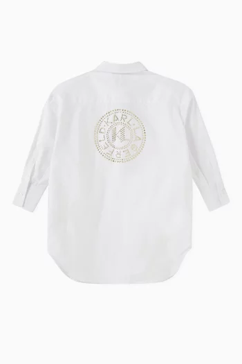 Embellished Logo Shirtdress in Cotton