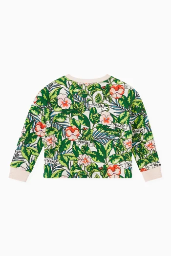 Floral-print Sweatshirt in Cotton