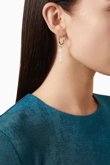 Zoe Pearl Drop Hoop Earrings in 14kt Gold-plated Brass