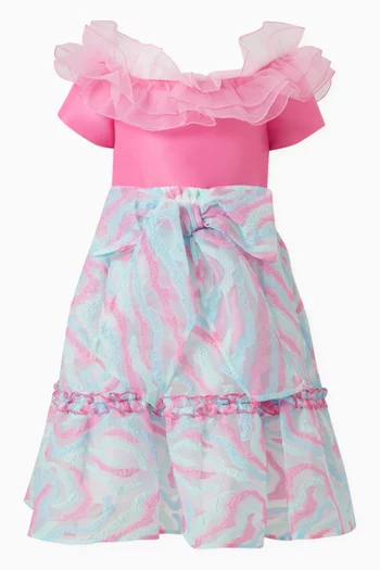 Abstract-print Ruffle Skirt