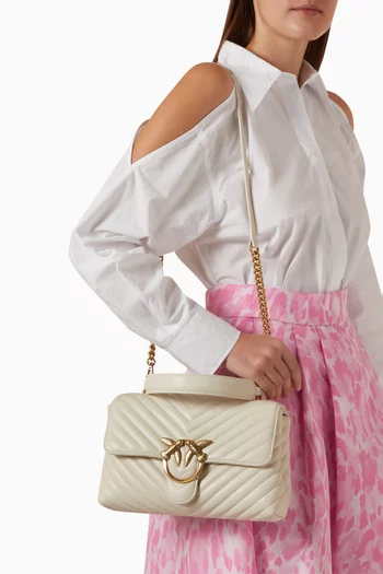 Classic Lady Love Puff Top-handle Bag in Quilted Leather