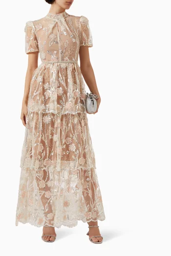 Sequin-embellished Maxi Dress in Mesh