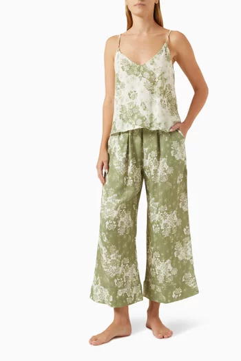Flowers of Time Cami Wide-leg Pyjama Set in Organic-cotton