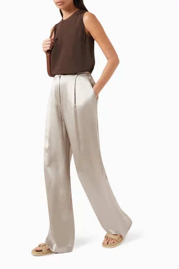 Wide-leg Pants in Mulberry Silk