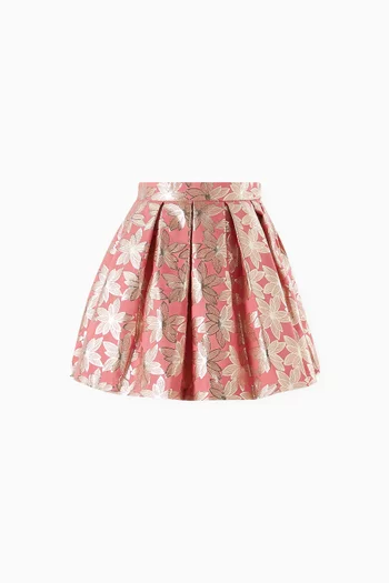 Pleated Skirt in Flower Jacquard