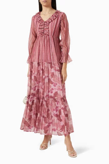 Roselin Striped Dress in Cotton-silk