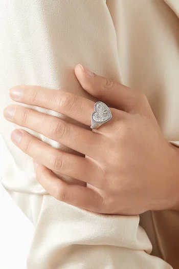 Picotti Heart Diamond Signet Ring in 9kt White Gold