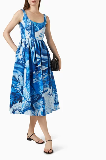 Printed Midi Dress in Cotton-blend