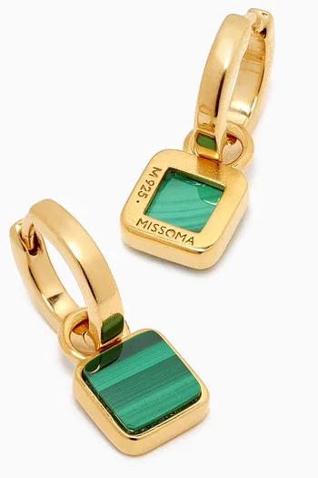x Lucy Williams Malachite Charm Hoop Earrings in 18kt Recycled Gold Plated Vermeil